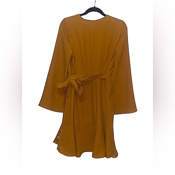 GIBSON LATIMER | Faux Wrap Dress | Size Small | Mustard Color - Picture 2 of 6